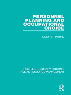 cover image of Personnel Planning and Occupational Choice